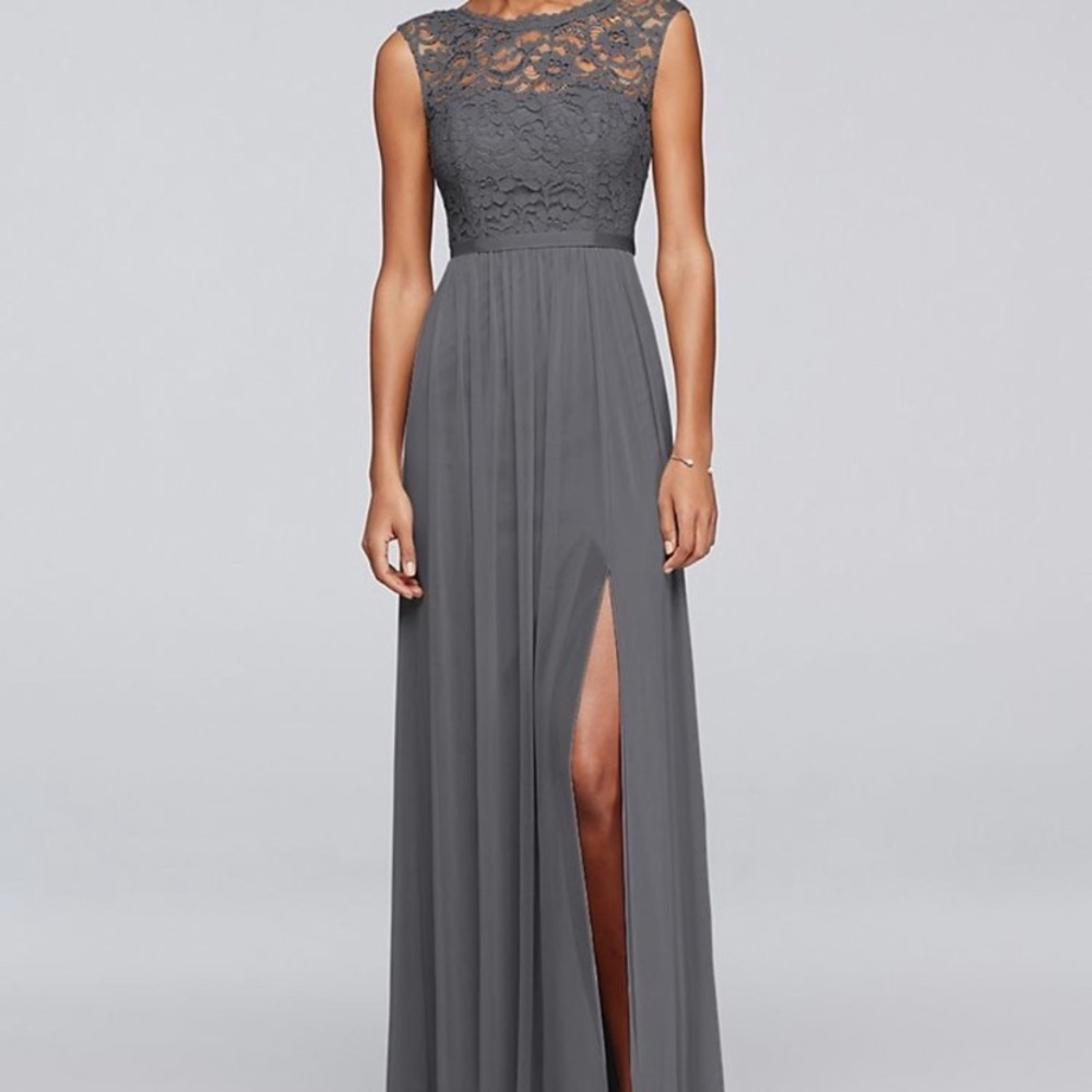 David’s bridal bridesmaid dress grey